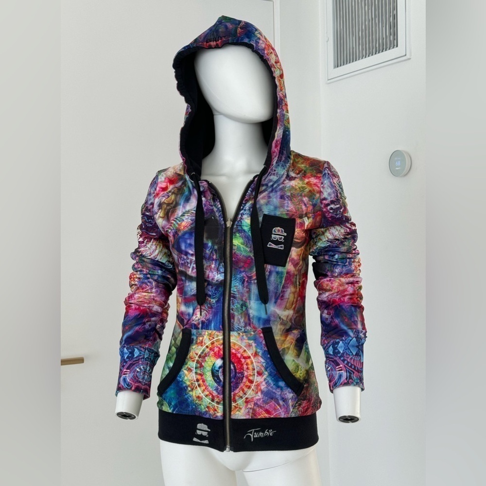 Jumbie Padma Reversible Hoodie Small Psychedelic Art Zip Up LA Made